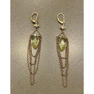 Sophie And Chloe Faceted Yellow Green Cubic Zirconia Chain Dangle Earrings